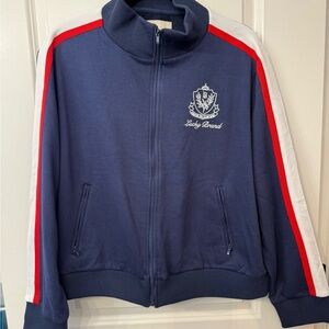 Lucky Brand Navy Zip Sweatshirt with White Embroidery